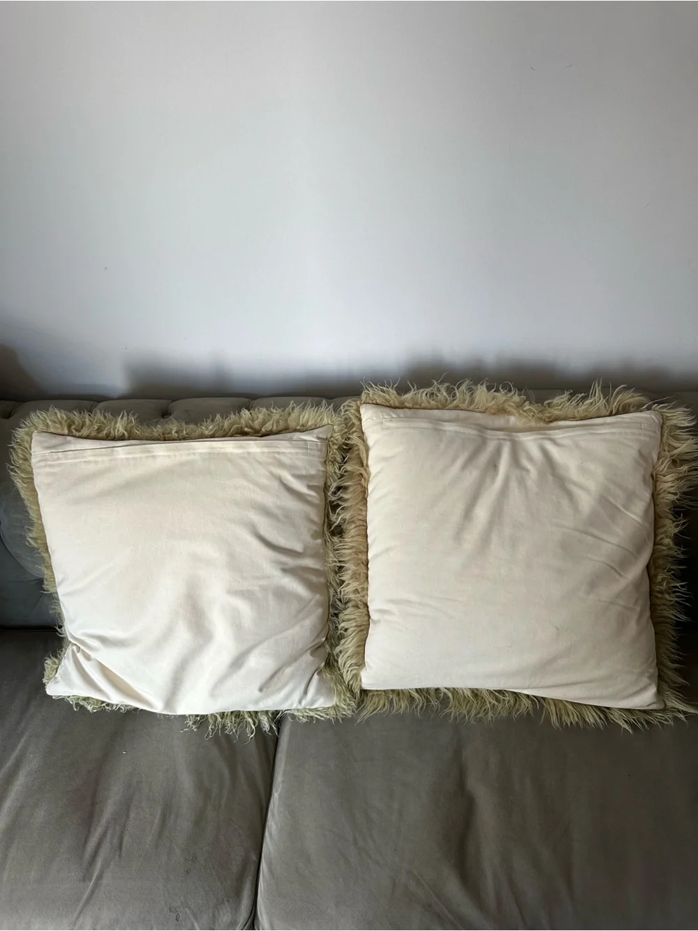 Set of Two Decorative Sheep Wool Pillows
